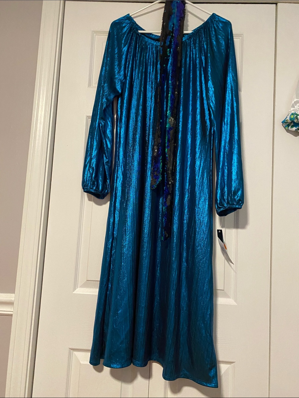LuLaRoe Metallic Teal Long Sleeve Maxi Dress